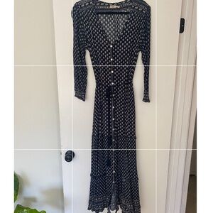 Faherty Orinda Long Sleeve Maxi Dress Navy